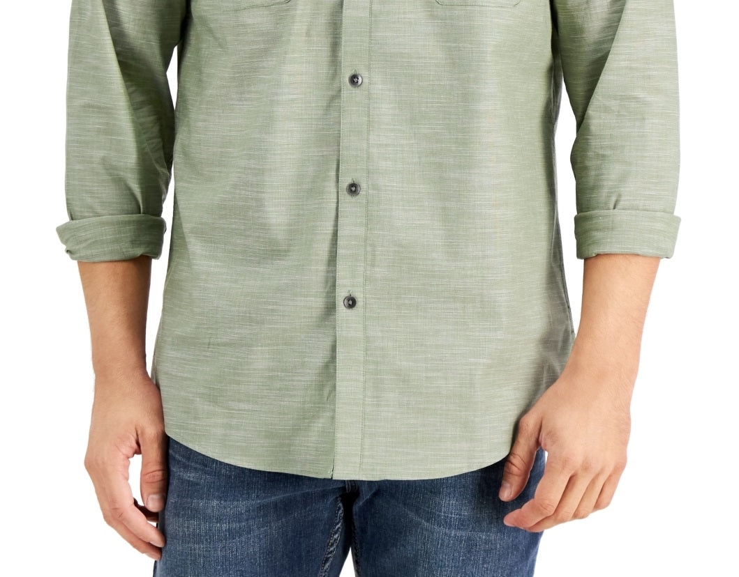 Camisa Alfani Masculina Regular Fit Lisa Verde Tamanho Grande