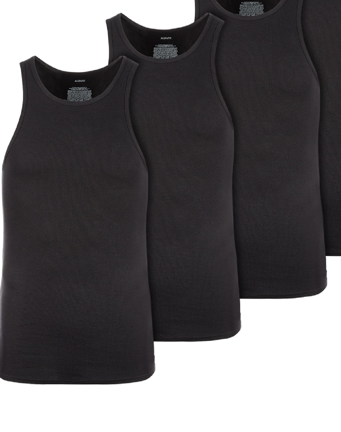 Camiseta regata sólida com absorção de umidade Alfani masculina, preta, tamanho grande, 5 unidades