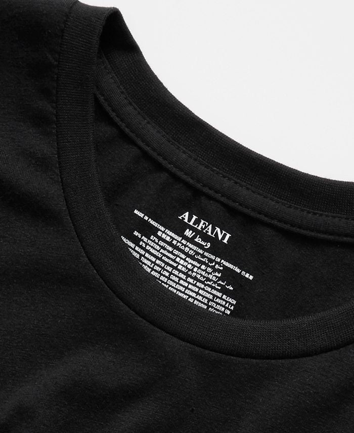 Camiseta masculina Alfani com absorção de umidade, preta, tamanho pequeno, pacote com 5
