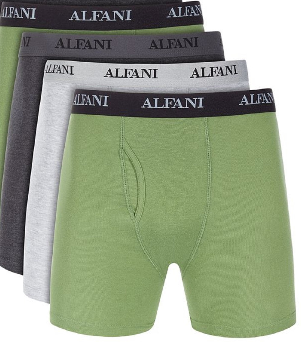 Cuecas boxer lisas Alfani masculinas, pacote com 5, verde, tamanho grande