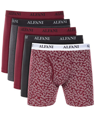 Cuecas boxer masculinas Alfani, pacote com 5, tamanho médio, vermelhas