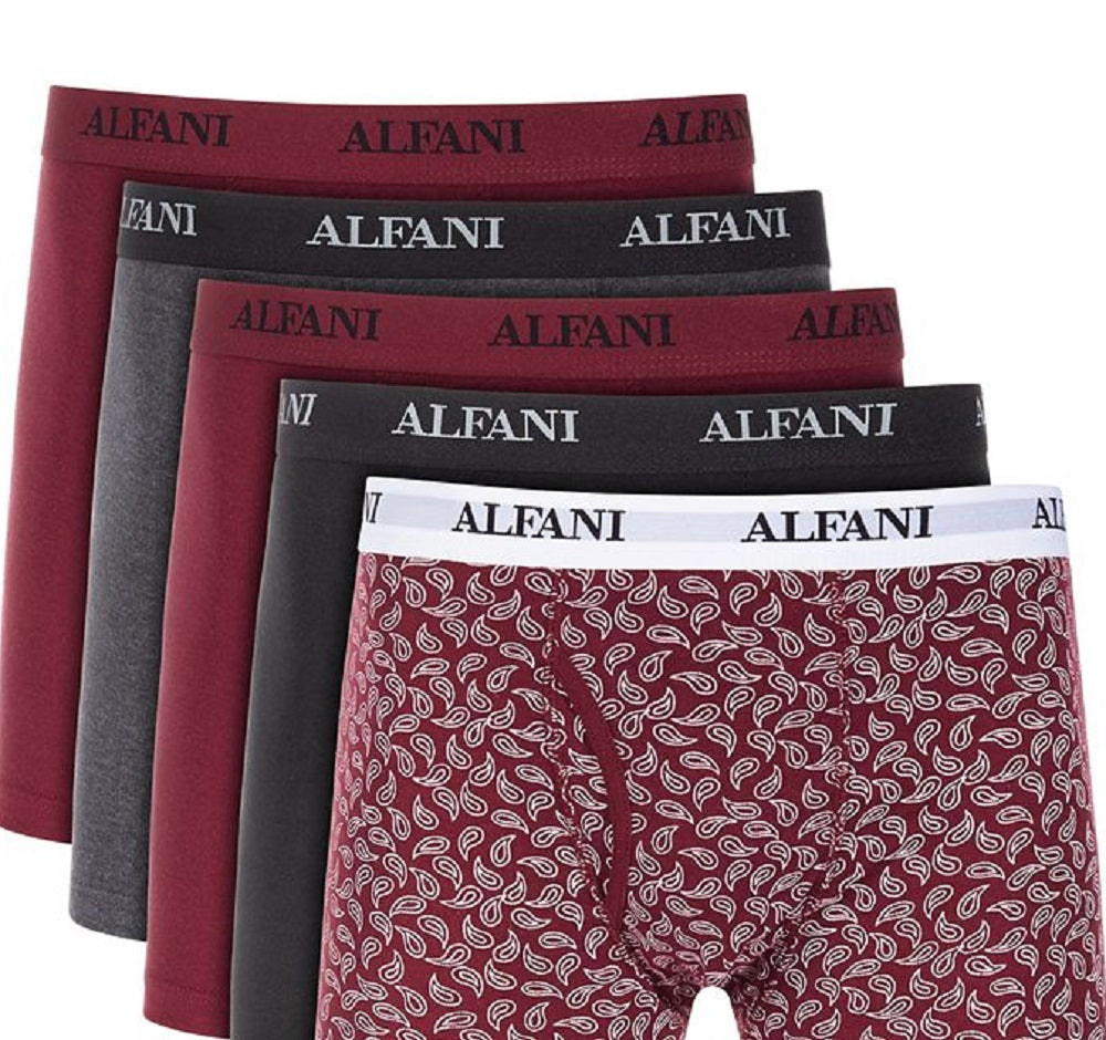 Cuecas boxer masculinas Alfani, pacote com 5, tamanho médio, vermelhas