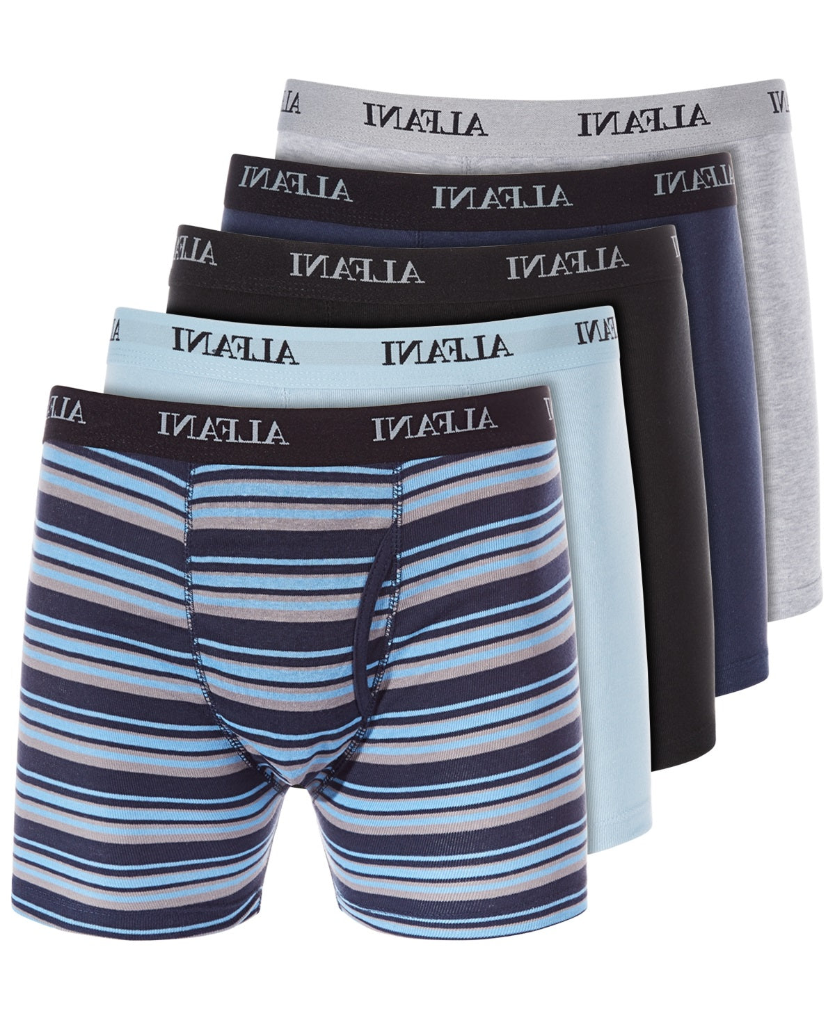 Cuecas boxer masculinas Alfani com logotipo que absorvem a umidade, azul, tamanho pequeno, 5 unidades