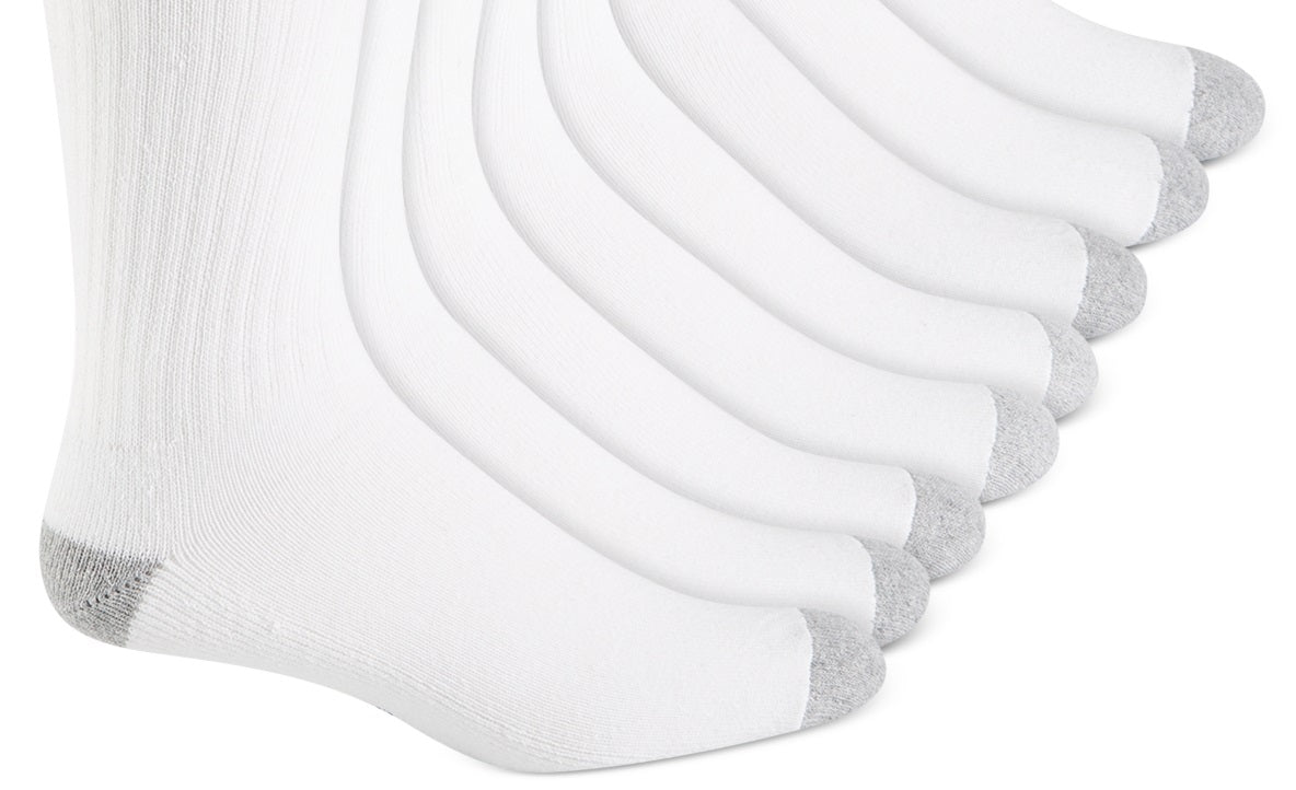 Meias listradas masculinas Club Room, pacote com 8, tamanho regular, brancas