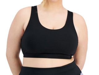 Ideology Women's Intimates Knit Moisture Wicking Flat Seems Sports Bra Black Size 1X