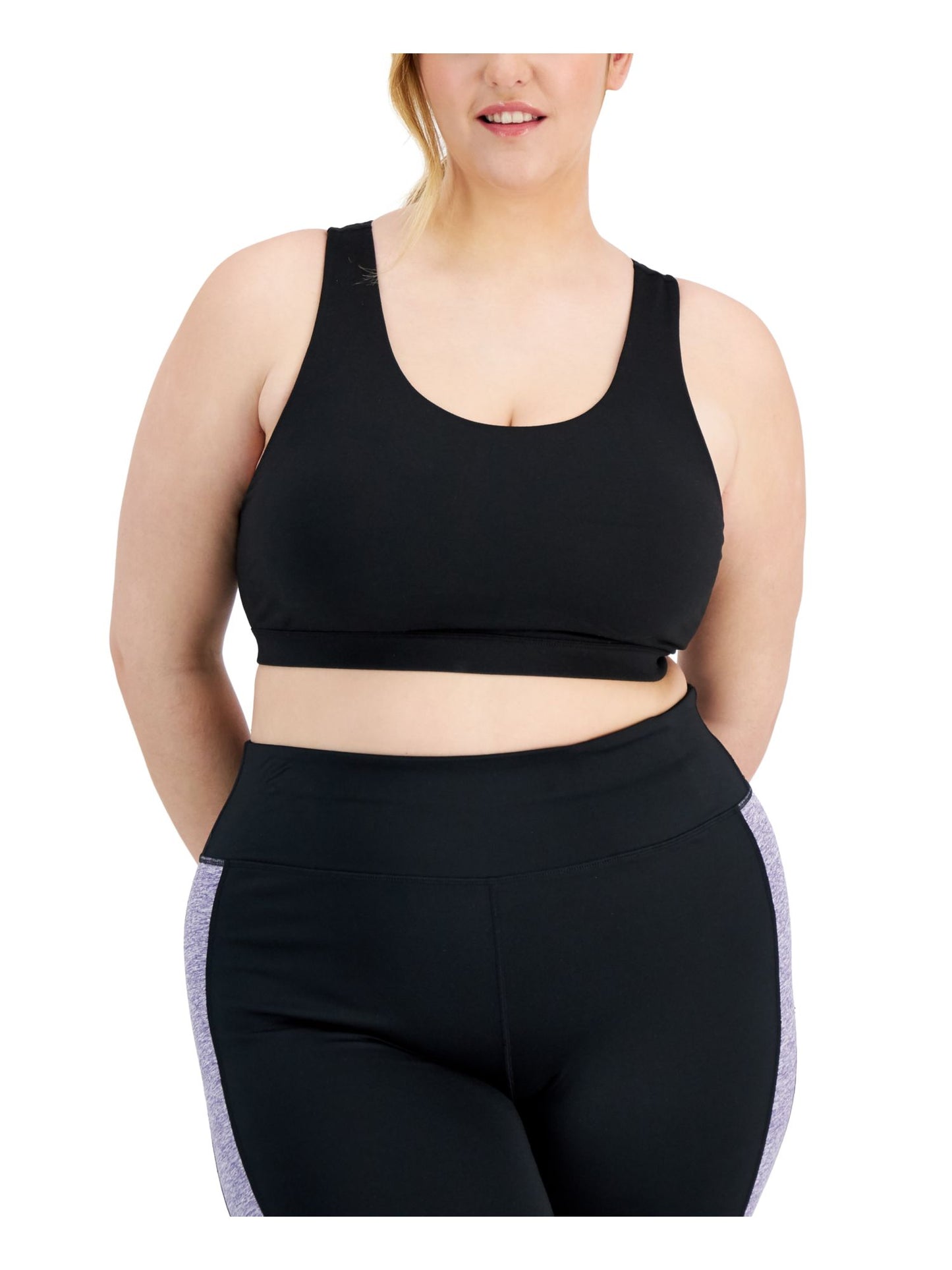 Sutiã esportivo Ideology Women's Intimates Knit Moisture Wicking FPS 50, preto, tamanho 3X