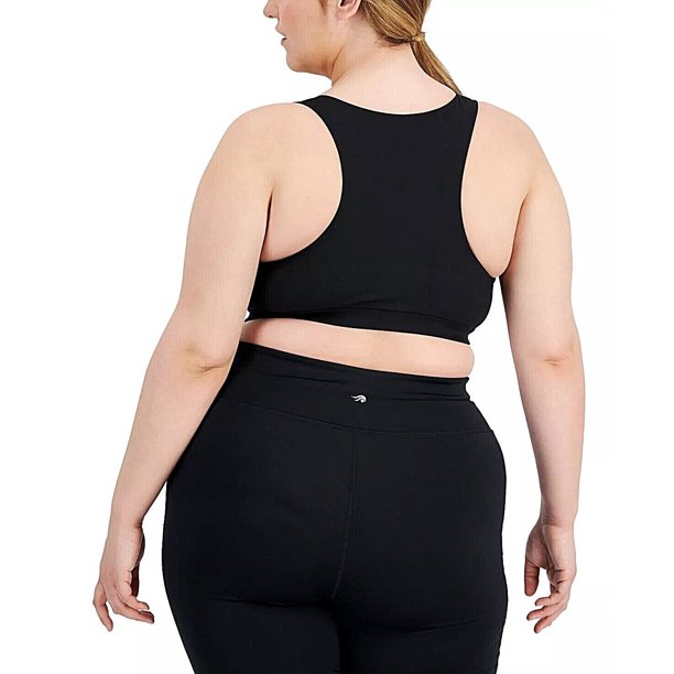 Sutiã esportivo Ideology Women's Intimates Knit Moisture Wicking FPS 50, preto, tamanho 3X