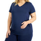 Camiseta feminina para maternidade ID Ideology, roxa, tamanho 2X
