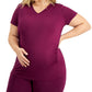 Camiseta feminina para maternidade ID Ideology, roxa, tamanho 3X