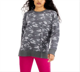 Ideology Moletom feminino com estampa camuflada, preto, tamanho GG
