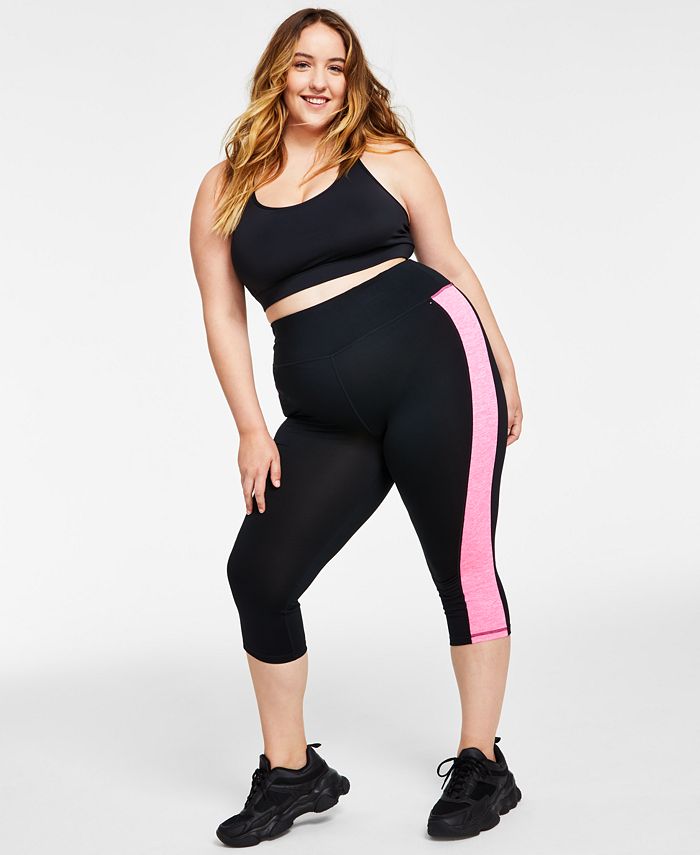 Legging Capri Ideology Feminina com Bolsos Elásticos e Bloco de Cores, Preta, Tamanho 2X