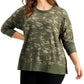 Id Ideology Moletom feminino plus size camuflado verde tamanho 1X