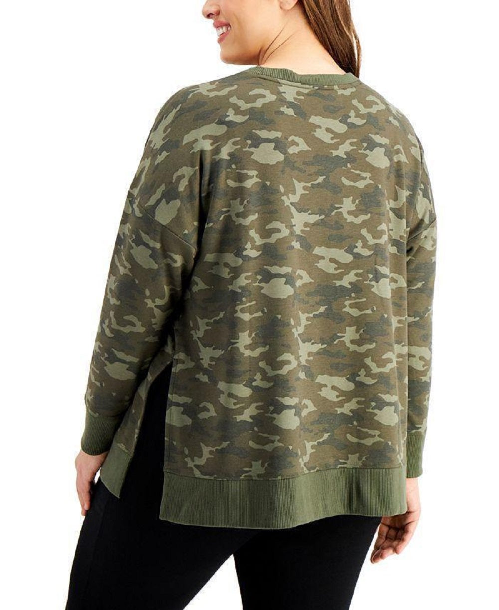 Id Ideology Moletom feminino plus size camuflado verde tamanho 1X