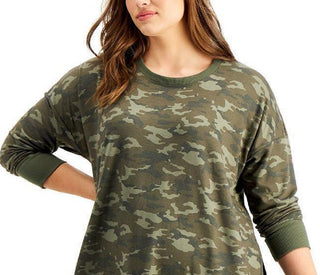 Id Ideology Moletom feminino plus size camuflado verde tamanho 1X