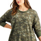 Ideology Moletom feminino vintage com estampa camuflada esmeralda e camuflada, tamanho 3X