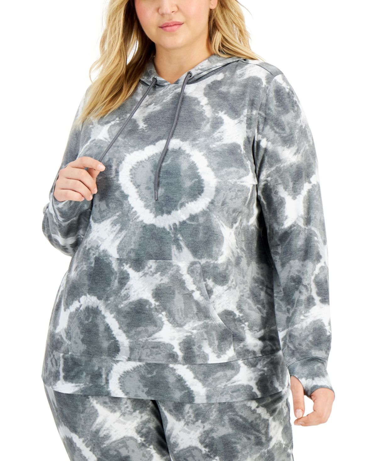 ID Ideology Moletom com capuz tie-dye feminino cinza tamanho 1X