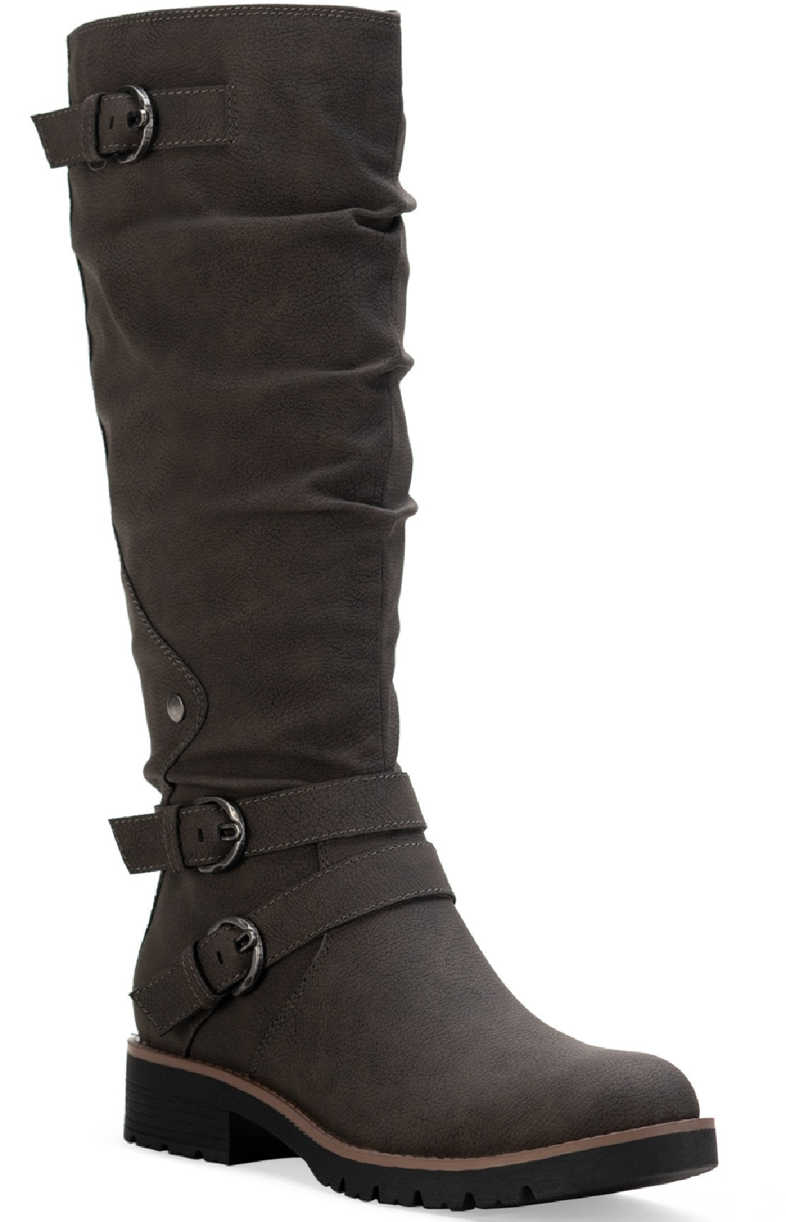 Botas femininas Sun + Stone Brinley com tiras e sola de borracha, cinza, tamanho 8 M