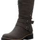 Botas femininas Sun + Stone Brinley com tiras e sola de borracha, cinza, tamanho 8 M