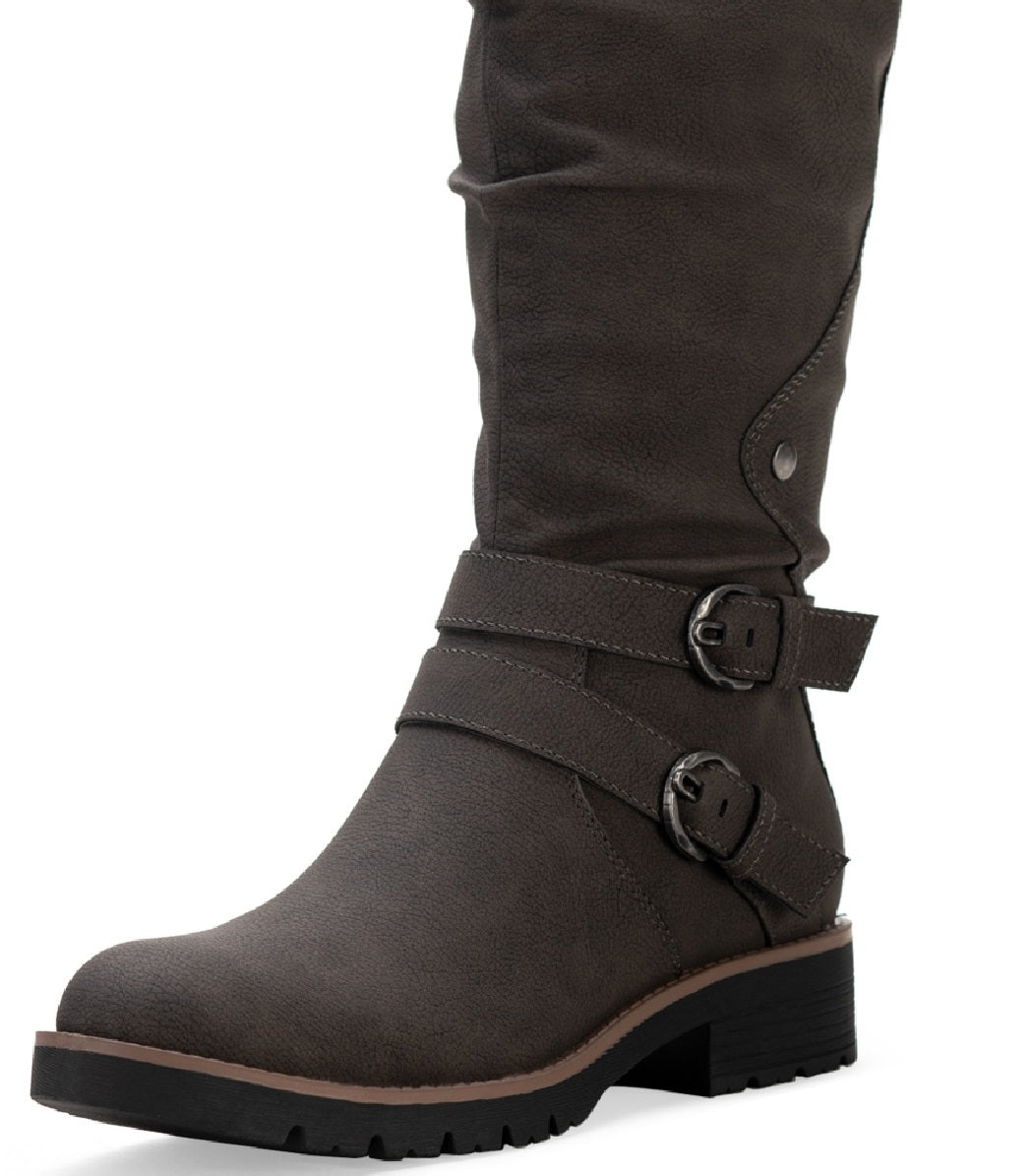 Botas femininas Sun + Stone Brinley com tiras e sola de borracha, cinza, tamanho 8 M