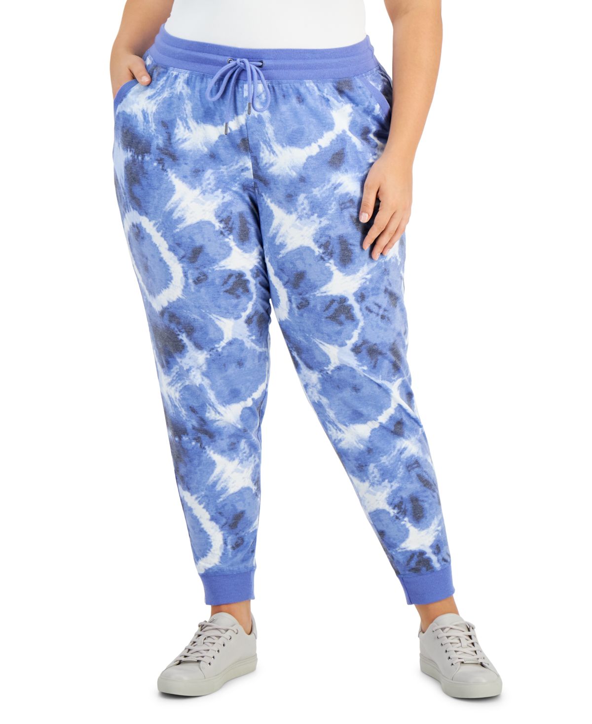 Calça jogger feminina tie-dye ID Ideology azul tamanho 3X