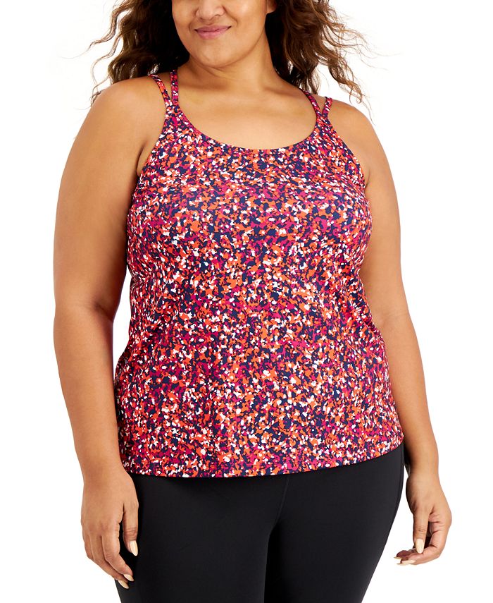 Camiseta regata feminina Ideology Plus Printed Performance, rosa, tamanho 2X