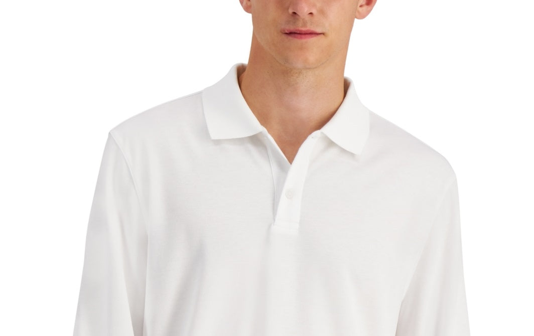 Camisa polo masculina Alfani Regular Fit Solid manga comprida Supima branca tamanho X-G