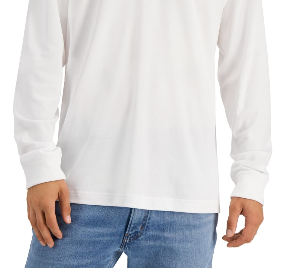 Camisa polo masculina Alfani Regular Fit Solid manga comprida Supima branca tamanho X-G
