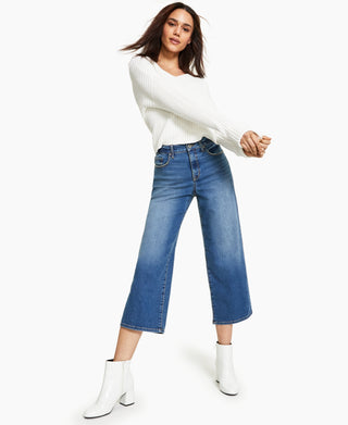 Style & Co Women's Wide Leg Cropped Jeans Blue Size 6