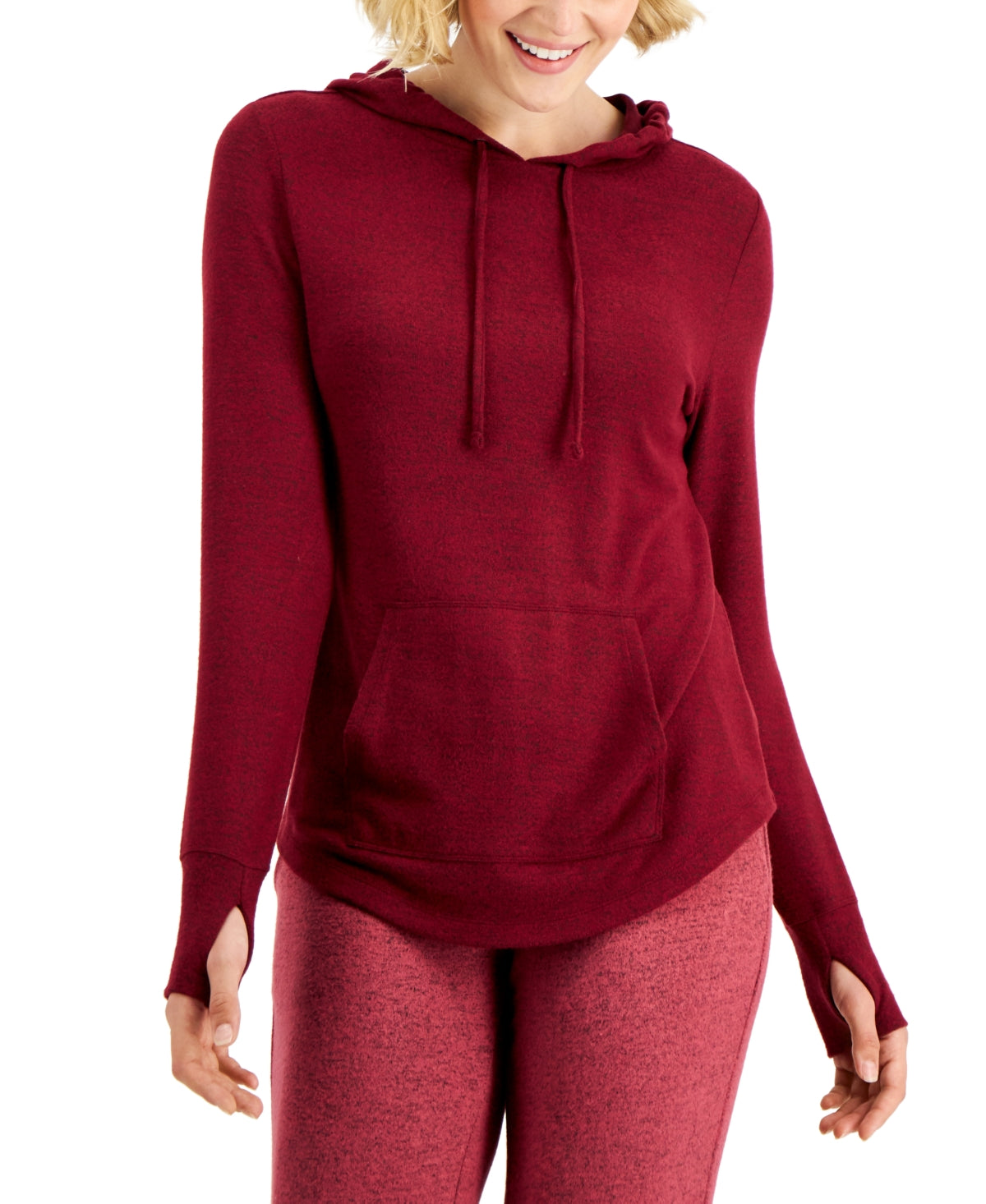 ID Ideology Moletom com capuz feminino de malha macia, vermelho, tamanho grande