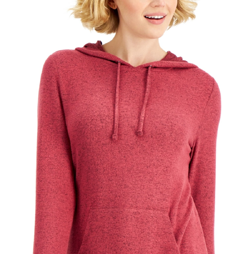 Id Ideology Moletom com capuz feminino de malha macia, vermelho, tamanho médio
