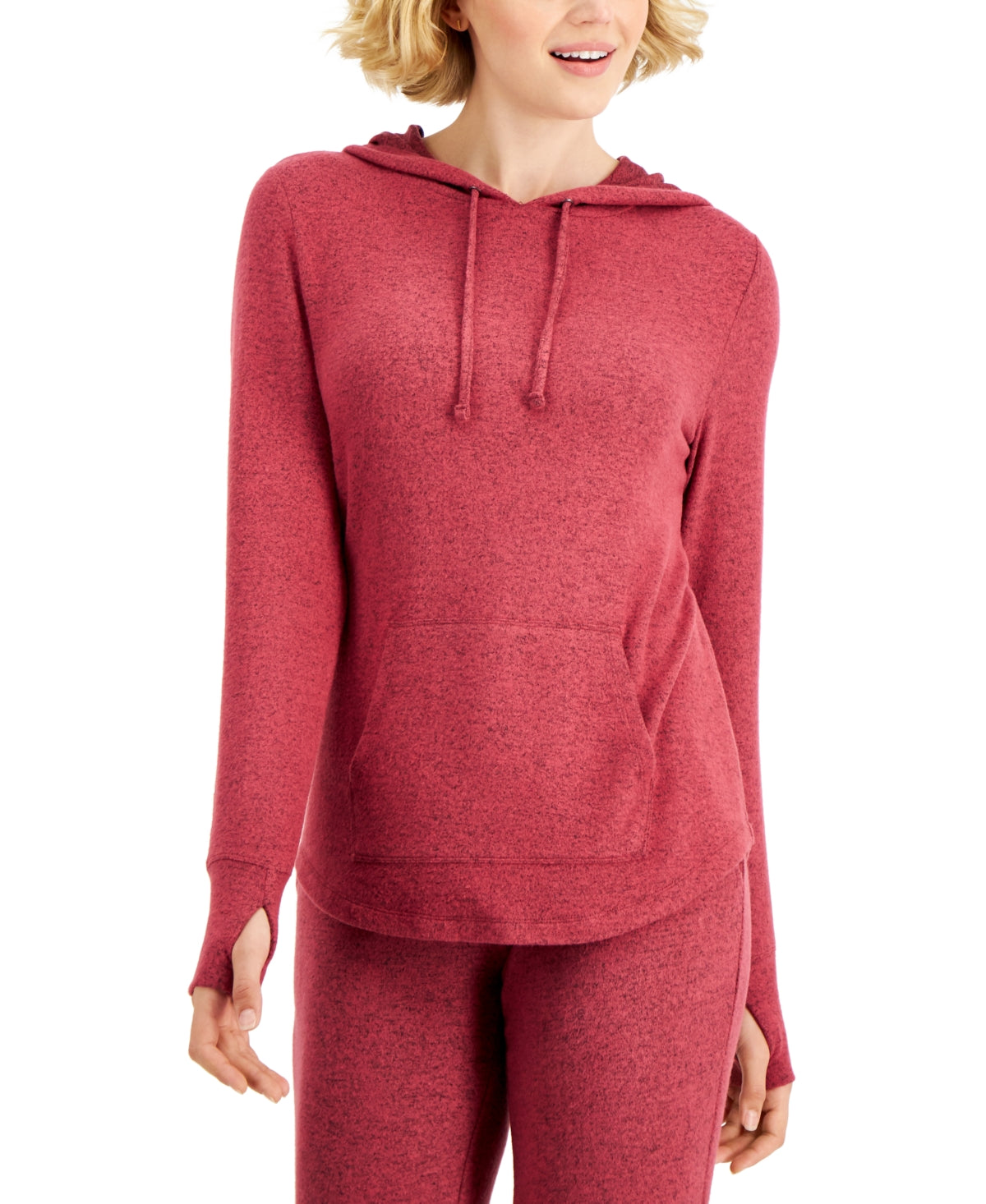 Id Ideology Moletom com capuz feminino de malha macia, vermelho, tamanho médio