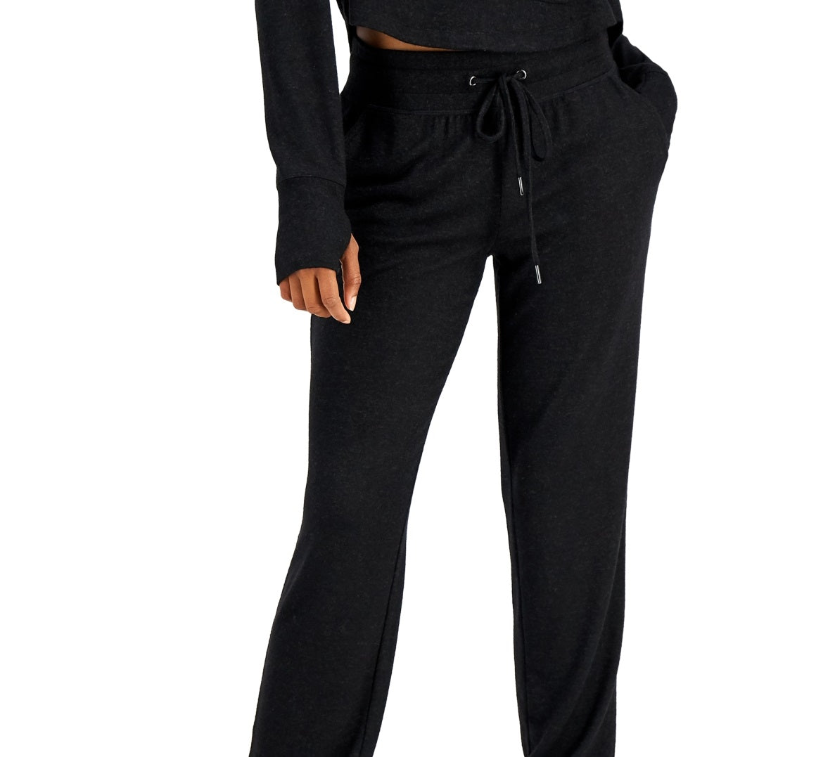 Calça de moletom feminina ID Ideology Mushy Knit Preta Tamanho X-G