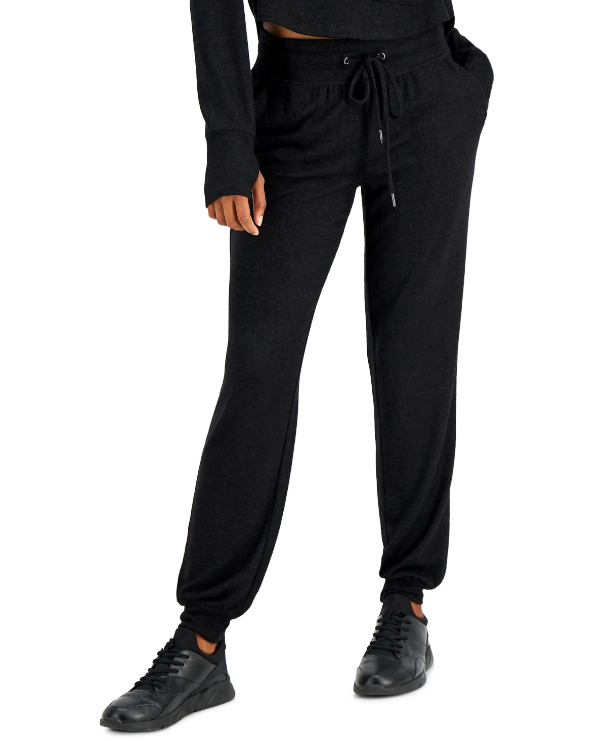 Calça de moletom feminina ID Ideology Mushy Knit Preta Tamanho X-G