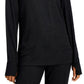 ID Ideology Blusa de malha macia com gola alta feminina, preta, tamanho pequeno