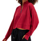 ID Ideology Top curto feminino com zíper de um quarto, vermelho, tamanho X-S