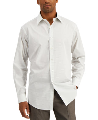 Camisa social xadrez masculina Club Room Regular Fit, branca, tamanho pequeno
