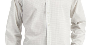 Camisa social xadrez masculina Club Room Regular Fit, branca, tamanho pequeno