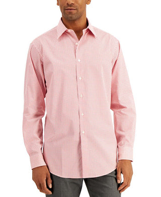 Club Room Men's Regular Fit Check Dress Shirt Red Size X-Large