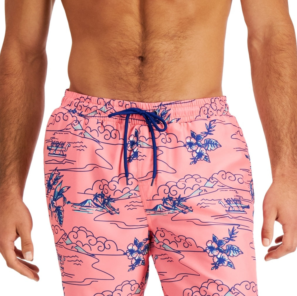 Maiô Club Room Masculino Big And Tall Island Scene Rosa Tamanho Pequeno