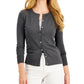 Cardigan feminino Charter Club com botões, cinza, tamanho médio