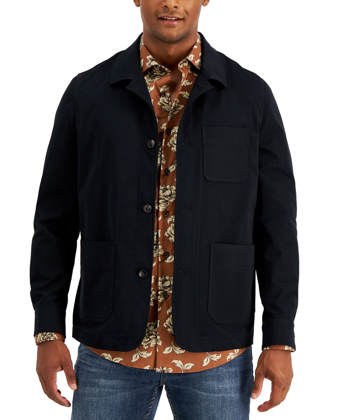 Camisa lisa Alfani masculina regular fit, preta, tamanho médio