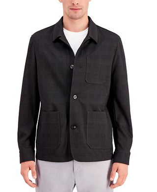 Camisa xadrez masculina Alfani Regular Fit, preta, tamanho grande