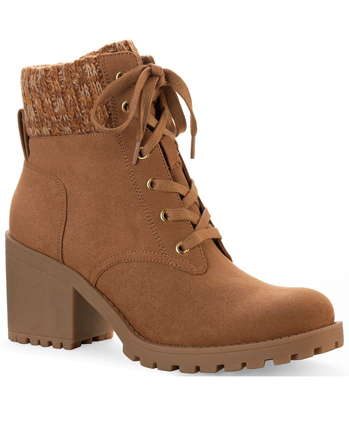 Botas femininas Sun + Stone Romina Hiker com cadarço, marrom, tamanho 10 M