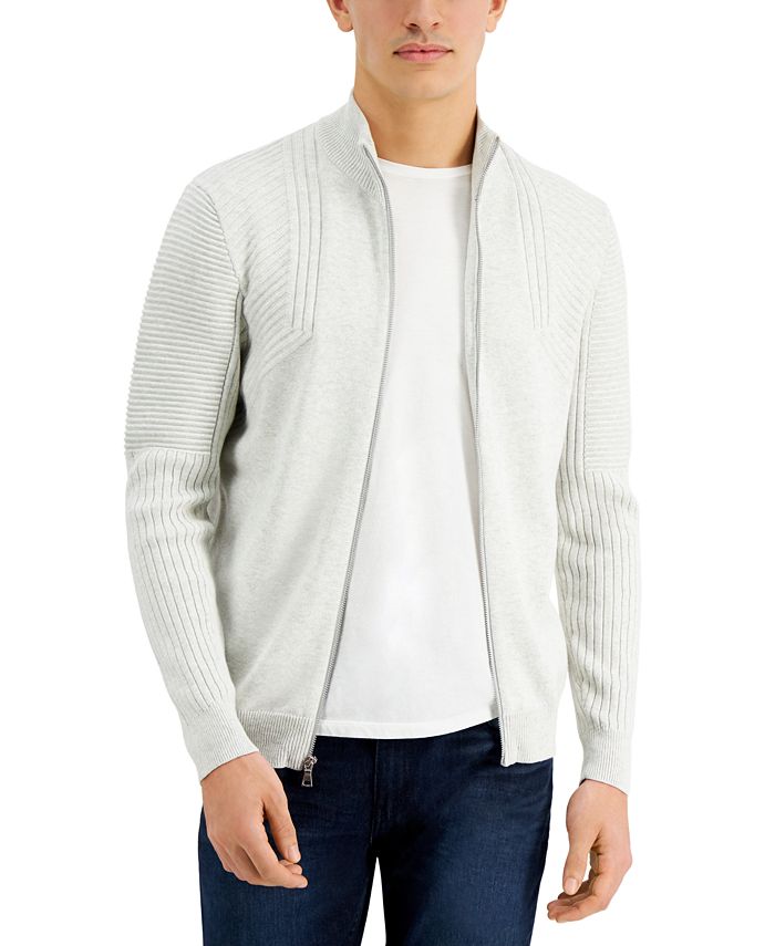Suéter masculino com zíper Champ da INC International Concepts, branco, tamanho grande