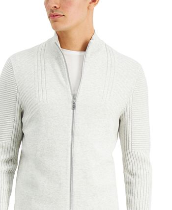 Suéter masculino com zíper Champ da INC International Concepts, branco, tamanho grande