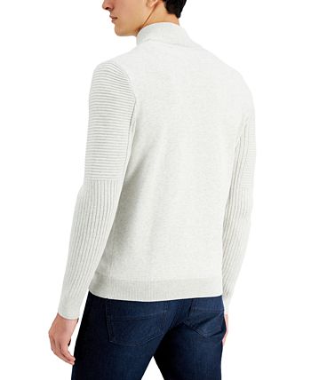 Suéter masculino com zíper Champ da INC International Concepts, branco, tamanho grande