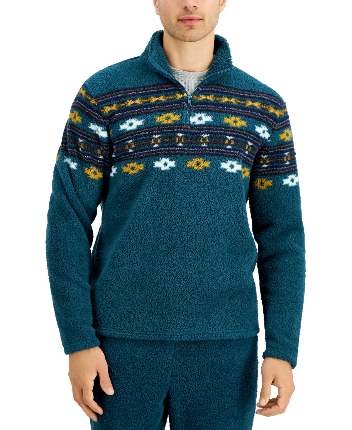 Suéter de lã sherpa Bloom masculino Sun + Stone, azul, tamanho médio
