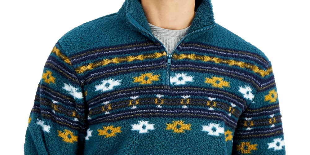 Suéter de lã sherpa Bloom masculino Sun + Stone, azul, tamanho médio