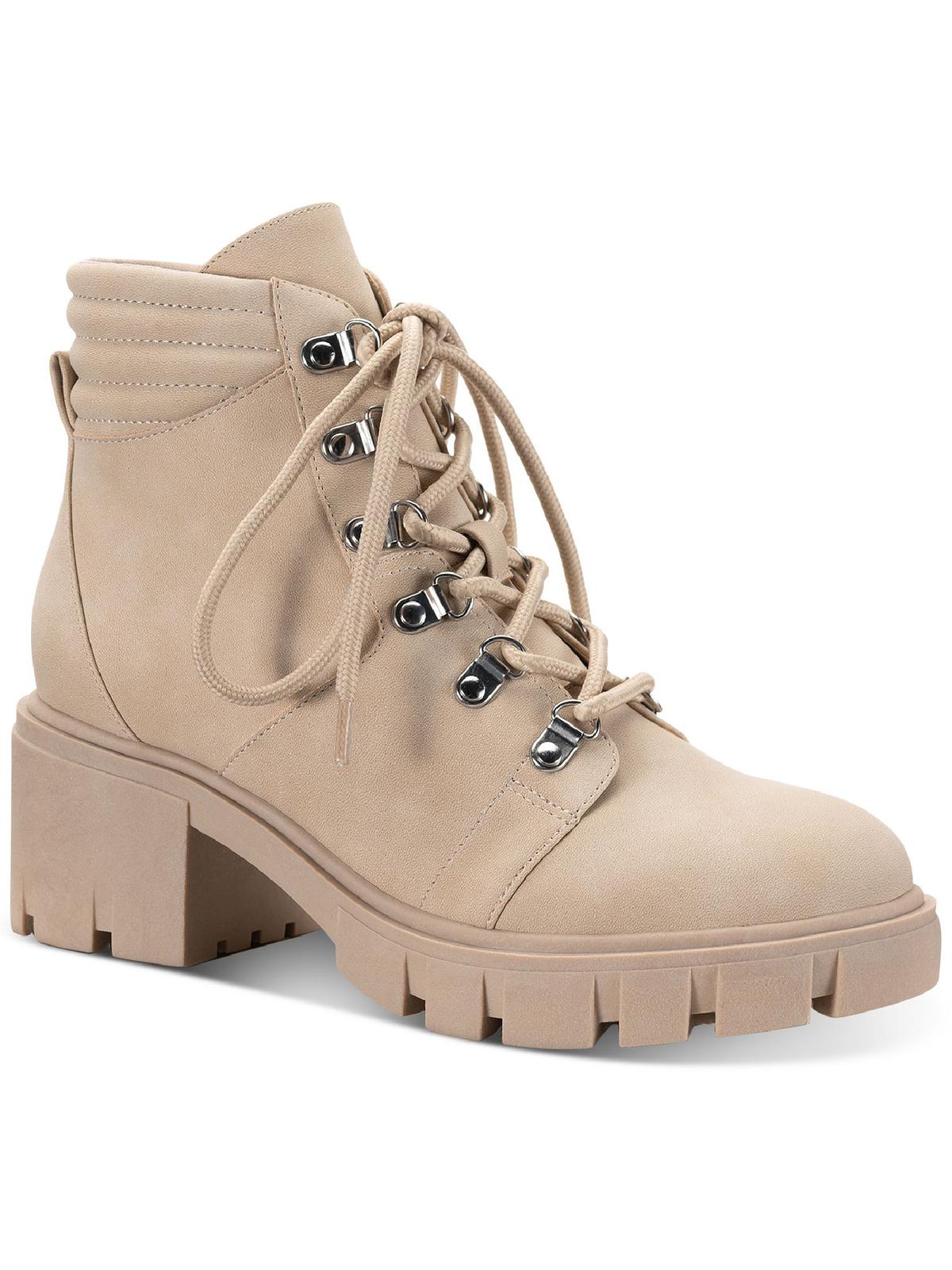 Botas femininas Sun + Stone Ruthee Lug Sole, brancas, tamanho 9 M