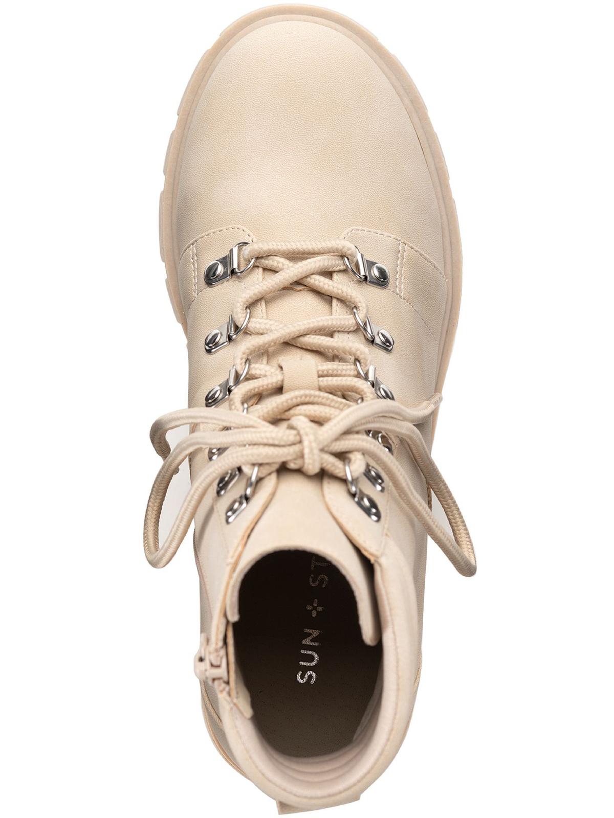 Botas femininas Sun + Stone Ruthee Lug Sole, brancas, tamanho 9 M